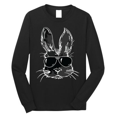 Bunny Face With Sunglasses For Easter Day Long Sleeve Shirt