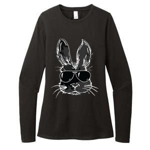 Bunny Face With Sunglasses For Easter Day Womens CVC Long Sleeve Shirt