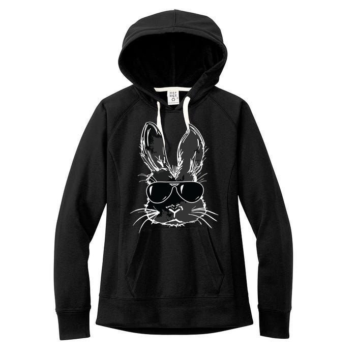 Bunny Face With Sunglasses For Easter Day Women's Fleece Hoodie