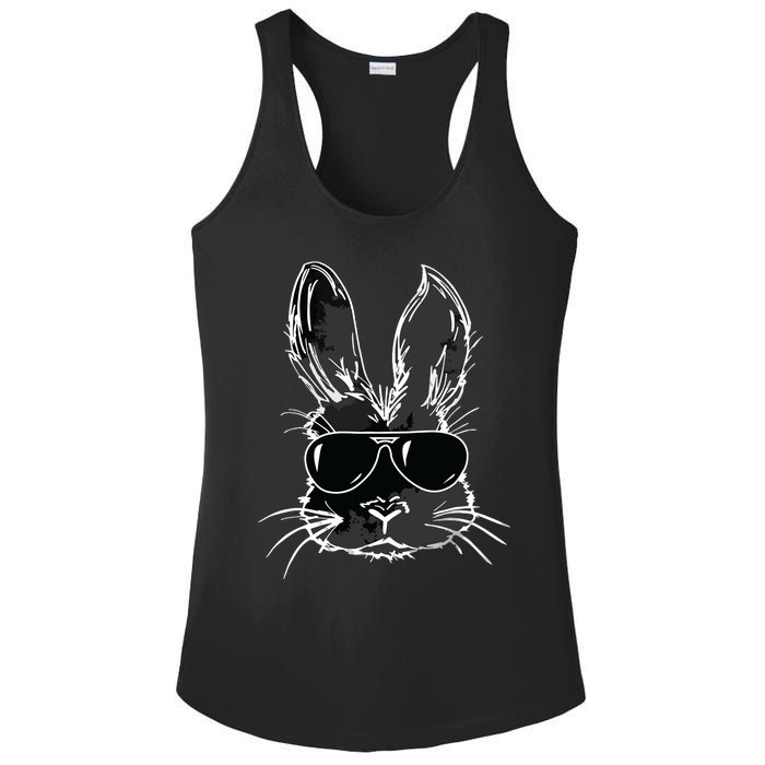 Bunny Face With Sunglasses For Easter Day Ladies PosiCharge Competitor Racerback Tank