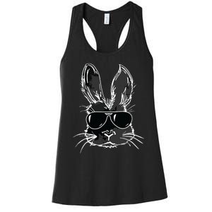 Bunny Face With Sunglasses For Easter Day Women's Racerback Tank