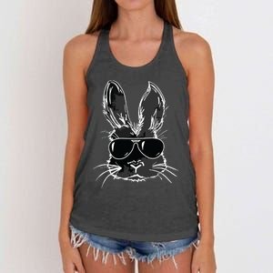 Bunny Face With Sunglasses For Easter Day Women's Knotted Racerback Tank