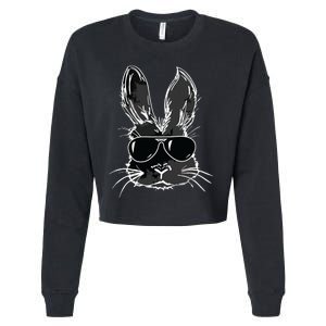 Bunny Face With Sunglasses For Easter Day Cropped Pullover Crew