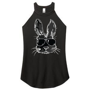 Bunny Face With Sunglasses For Easter Day Women's Perfect Tri Rocker Tank