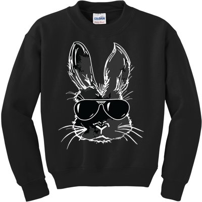 Bunny Face With Sunglasses For Easter Day Kids Sweatshirt