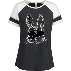 Bunny Face With Sunglasses For Easter Day Enza Ladies Jersey Colorblock Tee