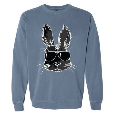 Bunny Face With Sunglasses For Easter Day Garment-Dyed Sweatshirt