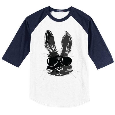 Bunny Face With Sunglasses For Easter Day Baseball Sleeve Shirt