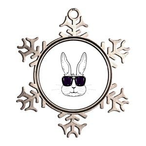 Bunny Face With Sunglasses Easter Day Metallic Star Ornament