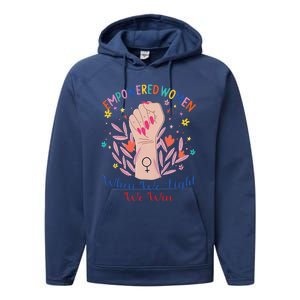 Boho Flower Wo When We Fight We Win Kamala Supporter Performance Fleece Hoodie