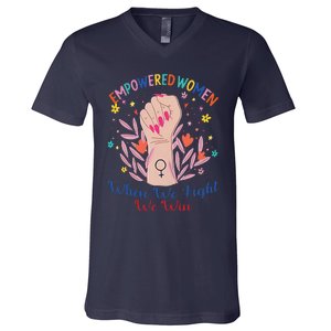 Boho Flower Wo When We Fight We Win Kamala Supporter V-Neck T-Shirt