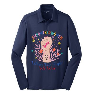 Boho Flower Wo When We Fight We Win Kamala Supporter Silk Touch Performance Long Sleeve Polo