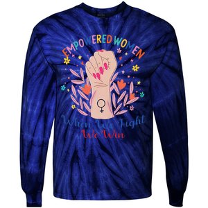 Boho Flower Wo When We Fight We Win Kamala Supporter Tie-Dye Long Sleeve Shirt