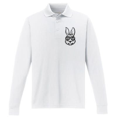 Bunny Face With Sunglasses Hip Hop Happy Easter Performance Long Sleeve Polo