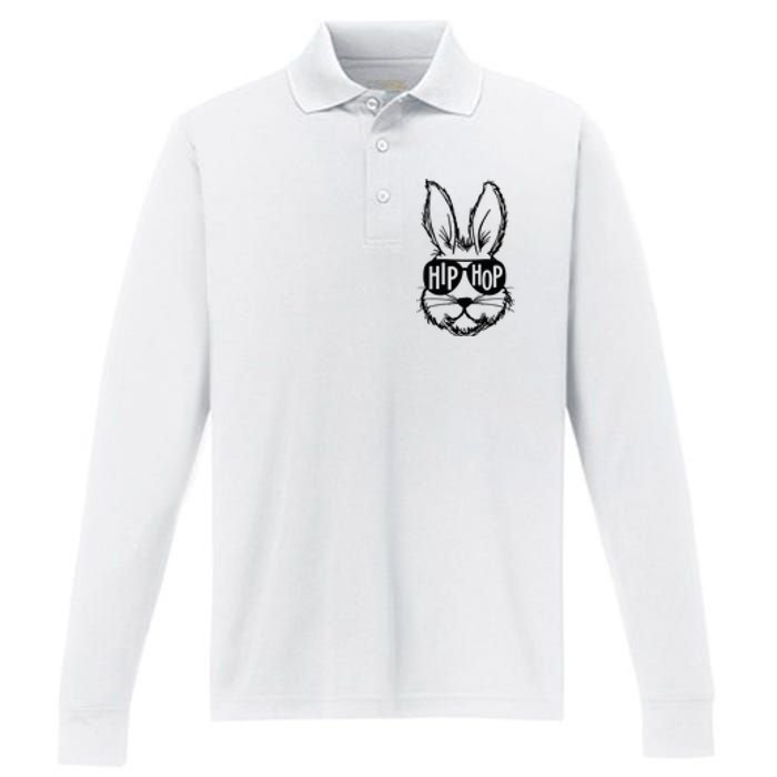 Bunny Face With Sunglasses Hip Hop Happy Easter Performance Long Sleeve Polo