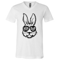 Bunny Face With Sunglasses Hip Hop Happy Easter V-Neck T-Shirt