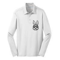 Bunny Face With Sunglasses Hip Hop Happy Easter Silk Touch Performance Long Sleeve Polo