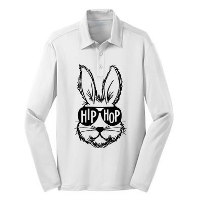 Bunny Face With Sunglasses Hip Hop Happy Easter Silk Touch Performance Long Sleeve Polo