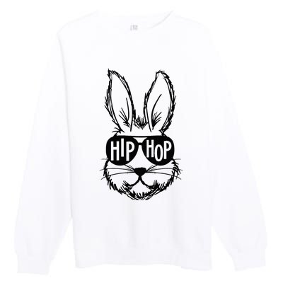 Bunny Face With Sunglasses Hip Hop Happy Easter Premium Crewneck Sweatshirt