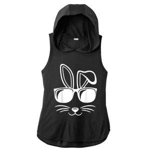 Bunny Face With Sunglasses Easter Day Ladies PosiCharge Tri-Blend Wicking Draft Hoodie Tank