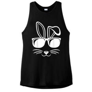 Bunny Face With Sunglasses Easter Day Ladies PosiCharge Tri-Blend Wicking Tank