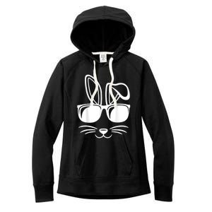 Bunny Face With Sunglasses Easter Day Women's Fleece Hoodie