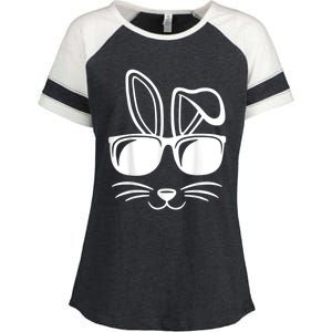 Bunny Face With Sunglasses Easter Day Enza Ladies Jersey Colorblock Tee