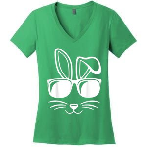 Bunny Face With Sunglasses Easter Day Women's V-Neck T-Shirt