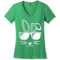 Bunny Face With Sunglasses Easter Day Women's V-Neck T-Shirt