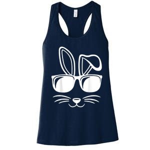 Bunny Face With Sunglasses Easter Day Women's Racerback Tank