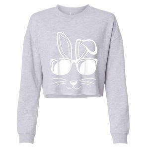 Bunny Face With Sunglasses Easter Day Cropped Pullover Crew