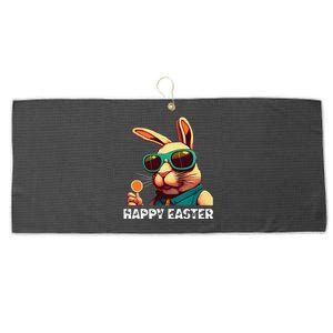 Bunny Face With Sunglasses Funny Easter Day Large Microfiber Waffle Golf Towel