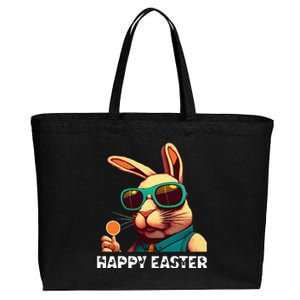 Bunny Face With Sunglasses Funny Easter Day Cotton Canvas Jumbo Tote