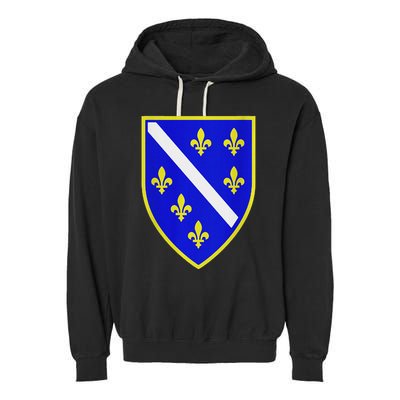 Bosnian Flag With Lily Garment-Dyed Fleece Hoodie