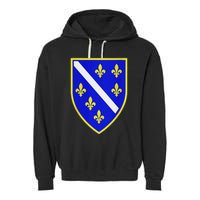 Bosnian Flag With Lily Garment-Dyed Fleece Hoodie