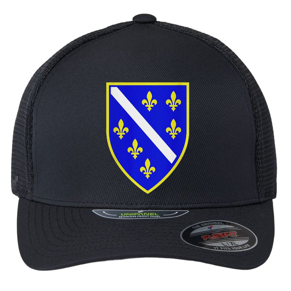 Bosnian Flag With Lily Flexfit Unipanel Trucker Cap