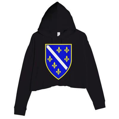 Bosnian Flag With Lily Crop Fleece Hoodie