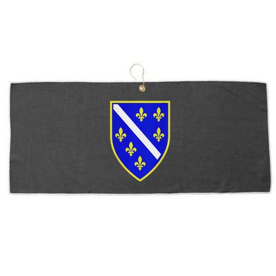 Bosnian Flag With Lily Large Microfiber Waffle Golf Towel