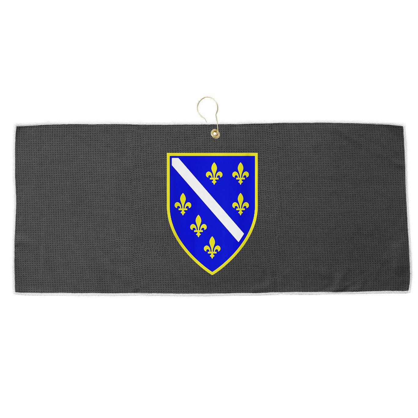 Bosnian Flag With Lily Large Microfiber Waffle Golf Towel