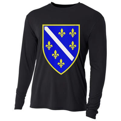 Bosnian Flag With Lily Cooling Performance Long Sleeve Crew