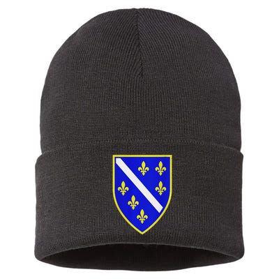 Bosnian Flag With Lily Sustainable Knit Beanie