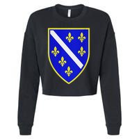 Bosnian Flag With Lily Cropped Pullover Crew