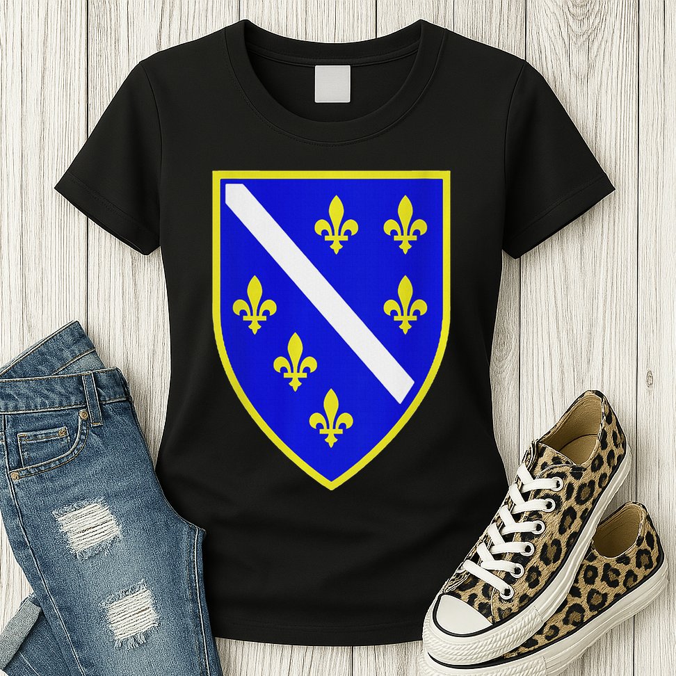 Bosnian Flag With Lily Womens T-Shirt