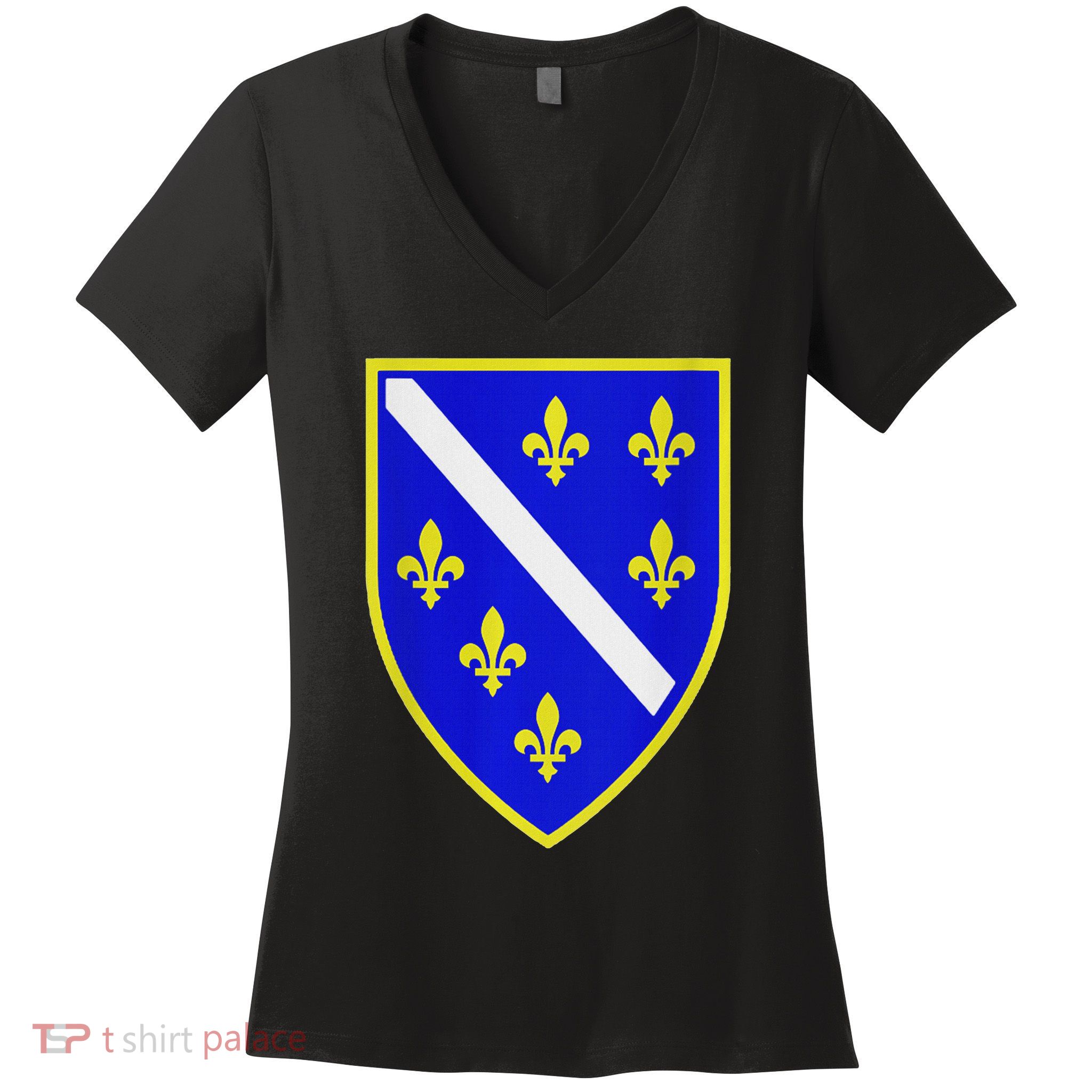 Bosnian Flag With Lily Women's V-Neck T-Shirt
