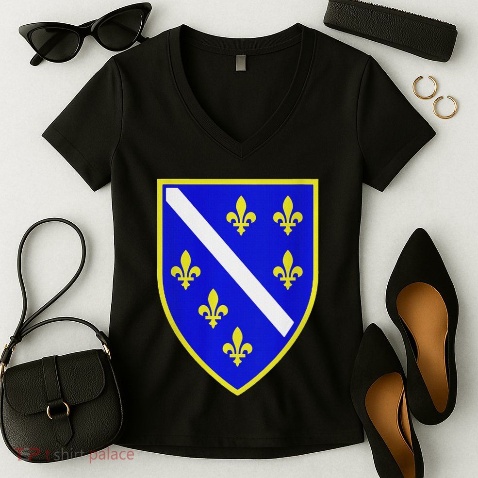 Bosnian Flag With Lily Women's V-Neck T-Shirt