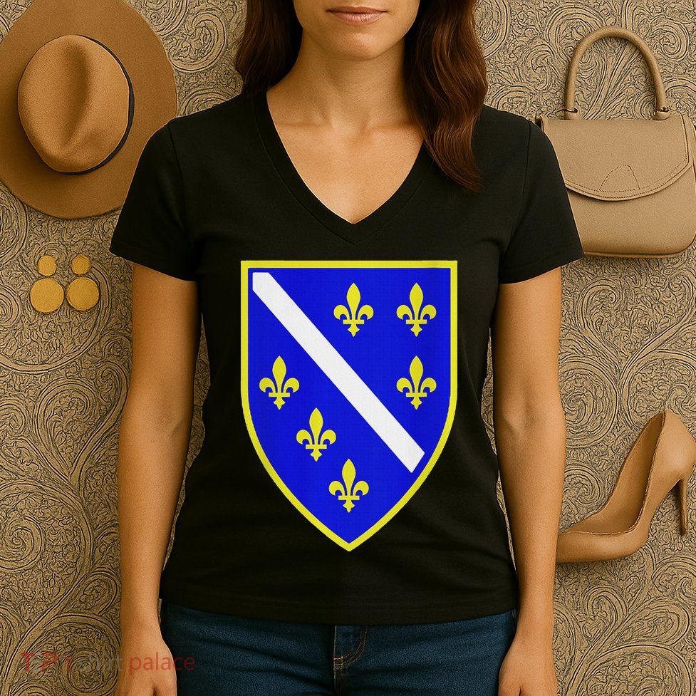 Bosnian Flag With Lily Women's V-Neck T-Shirt