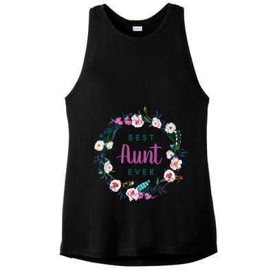 Boho Floral Wreath Best Aunt Ever Ladies PosiCharge Tri-Blend Wicking Tank