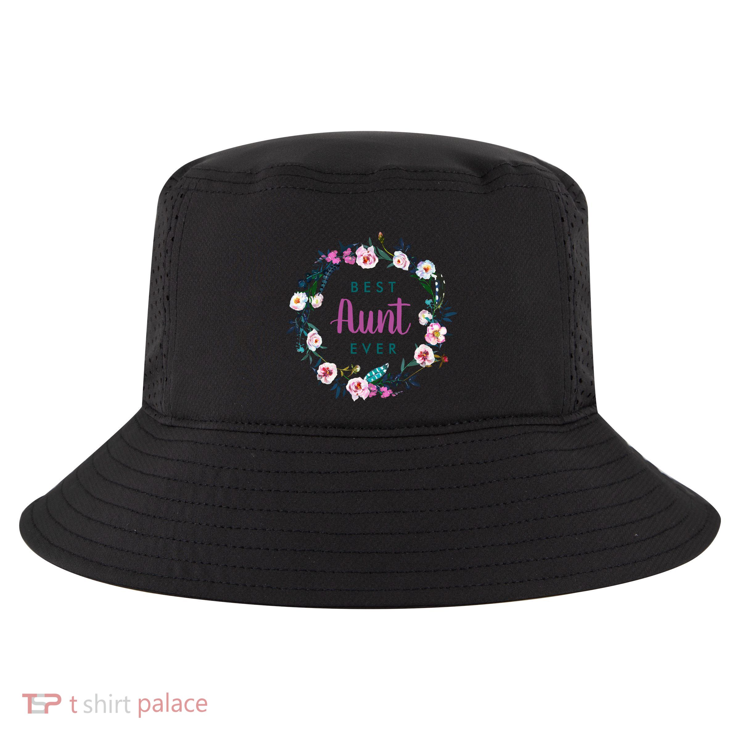 Boho Floral Wreath Best Aunt Ever Cool Comfort Performance Bucket Hat