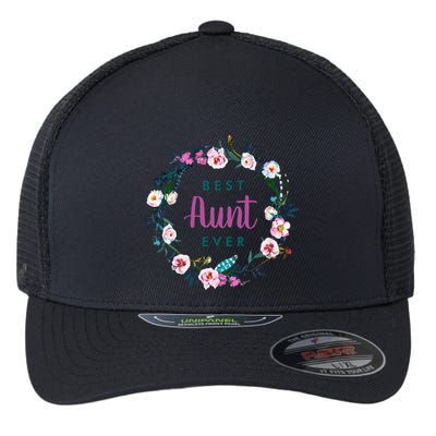 Boho Floral Wreath Best Aunt Ever Flexfit Unipanel Trucker Cap