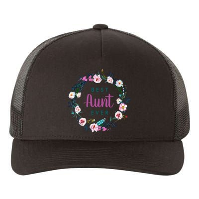 Boho Floral Wreath Best Aunt Ever Yupoong Adult 5-Panel Trucker Hat